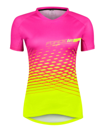 dres F MTB ANGLE LADY kr. rukáv, růžovo-fluo S